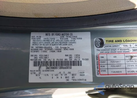 2008 Mercury Milan V6 Premier из США, поврежденный, VIN 3MEHM08158R660050